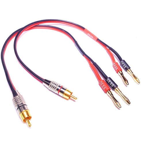 CESS-024-3f Banana Plug to RCA Cable, Phono Banana Speaker Cable, 2 Channels (14AWG 3 Feet)...