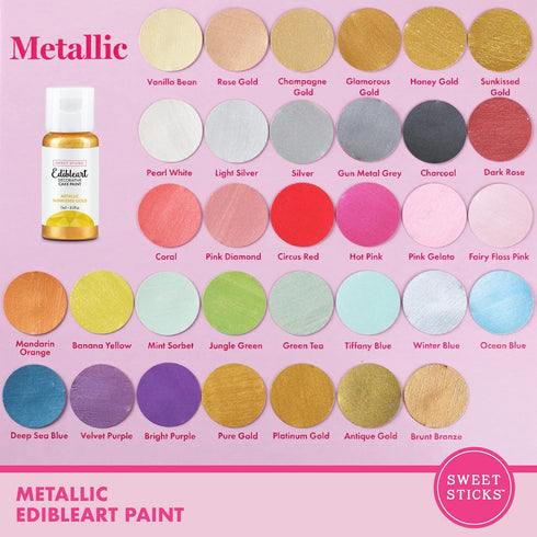 Sweet Sticks Edible Art Decorative Cake Paint 0.5 Ounce (15 Milliliters), Metallic Sunkissed Gold...