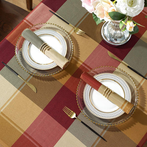 SASTYBALE Checkered Style Cloth Napkins 20 x 20 Inch 4 Pieces Washable Comfortable for Restaurant Family Dinners Weddings Parties and Banquets(Squ...