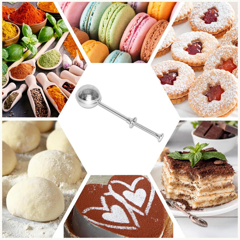 HULISEN Set of 2 Flour Duster for Baking, Powdered Sugar Shaker Duster, 18/8 Stainless Steel Pick Up and Dust Flour Sifter with Spring-operated Ha...