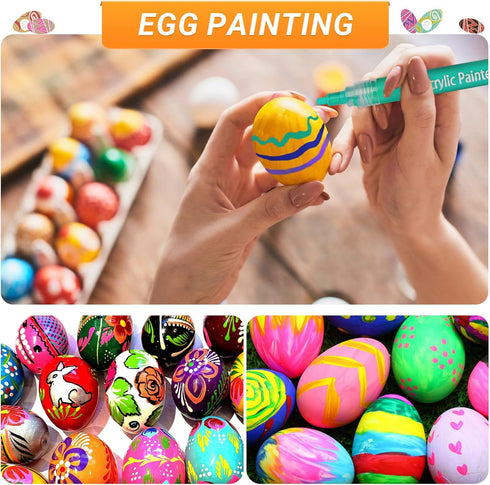 JR.WHITE Acrylic Paint Pens Paint Markers for Rock Painting, Canvas, Wood, Glass, Fabric, Metal, Plastic, Arts Crafts Easter Eggs, Pumpkin, Scrapb...