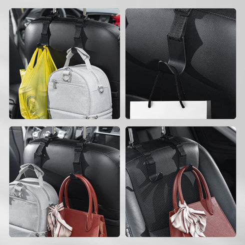 Adjustable Car Seat Headrest Hook, Universal Storage Headrest Hanger, Holder Hooks, Organizer for Vehicle, Strong and Durable Backseat Hanger Inte...