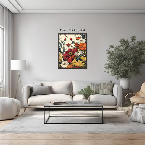 Posterizer 1 pcs-pretty white-red-yello and orange flowers-Floral & Botanical Art-Abstract & Modern Art-Decor for Home & Office- UNFRAMED Wall Art...