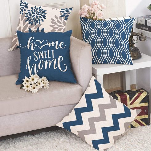 Hexagram Light Blue Geometric Pillow Covers 16x16 Set of 4,Decorative Couch Pillow Cover for Sofa, Cushion Pillow Case for Sofa Couch Indoor Outdo...