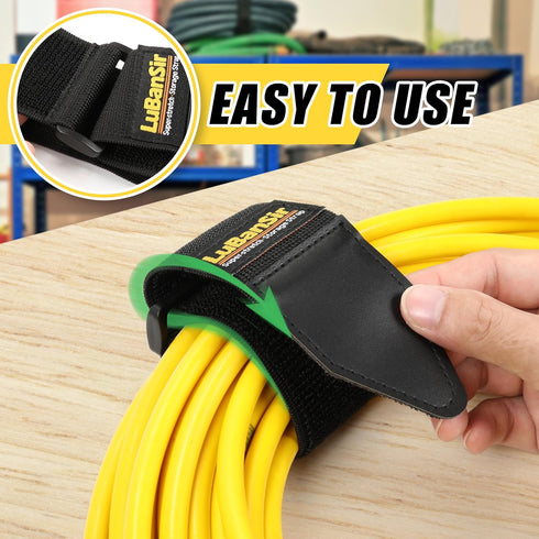 LuBanSir Cinch Straps, 1" x 9" (10 Pack) Elastic Hook and Loop Fastening Cable Strap for Extension Cord, Cable, Cord Wrap and Hose Organization an...