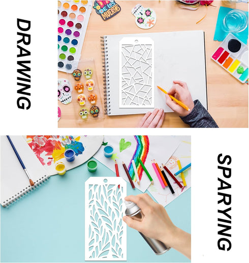 14 Pieces for Crafts Stencils Texture Stencils for Painting Reusable Art Deco Stencils for Home Cake Decorating DIY Art Crafts...