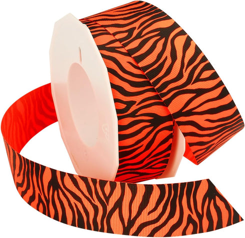 Morex Ribbon Neon Zebra Grosgrain Ribbon, 1-1/2-Inch by 20-Yard, Tangerine (33838/20-629)...