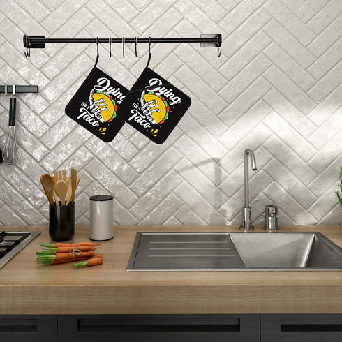 Dying for A Taco Pot Holders Set of 2 Kitchen Heat Resistant Potholders for Microwave Cooking Baking Oven End Dishes and BBQ Gifts for Women...