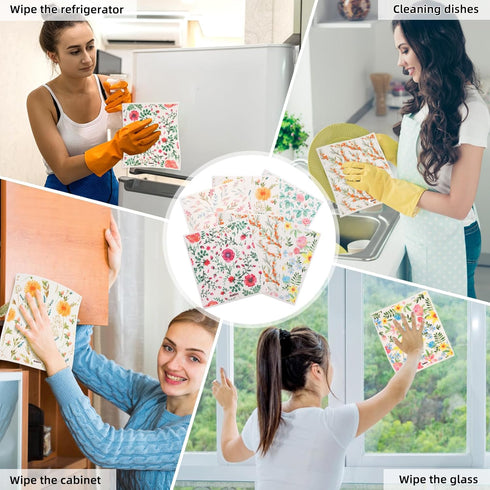 6Packs Swedish Dishcloths for Kitchen, Reusable Cleaning Paper Towels Quick Drying Washable Dish Rags Non-Scratch Cellulose Cotton Wash Cloths for...