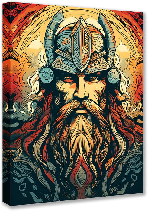 Medieval Vikings Pictures for Living Room Graffitic Warrior Paintings 5 Piece Canvas Wall Valkyrie Valiant Artwork Nordics House Decor Wooden Fram...
