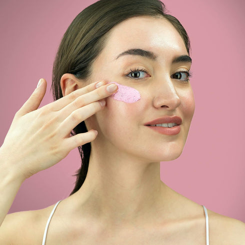 LILY SADO Rose Berry Pink Clay Mask w Rose Water & Fresh Berries - White Tea & Jojoba Beads Gently Exfoliate, Balance & Purify to Prevent Acne & B...