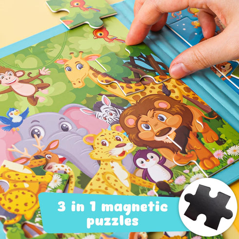 AMOR PRESENT Magnetic Puzzles for Kids, Travel Puzzles Book Learning Magnet Toys for Toddlers Gifts...