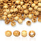 50 Wooden Beads Large Hole Macrame Beads Round Striped Wooden Loose Spacer Beads with Wood Texture for Bead Crafts Making, 15 x 20mm(Light Brown,1...