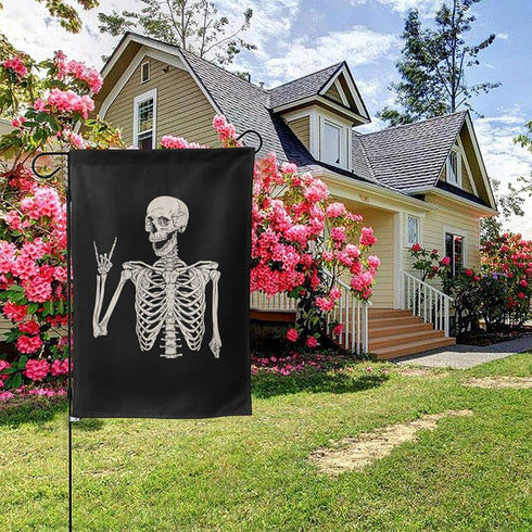 Skeleton Skull Boho Hippie Garden Flags Double Sided, Welcome Summer House Flag Banners for Christmas Decorations 12.5"x18"...