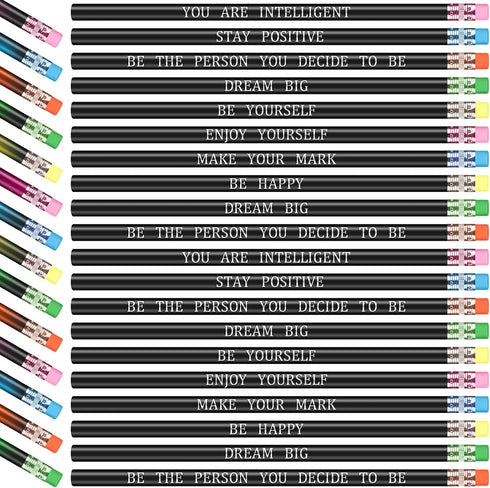 100 Pcs Inspirational Pencils Color Changing Pencils Bulk Motivational Pencils with Eraser HB Wooden Pencils for Kids Students Classroom Back to S...