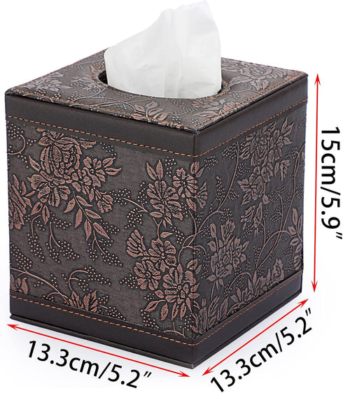 Sumnacon Square Leather Tissue Box Cover - Stylish Cube Tissue Box Holder with Magnetic Bottom, Decorative PU Tissue Box for Vanity Dresser Night ...