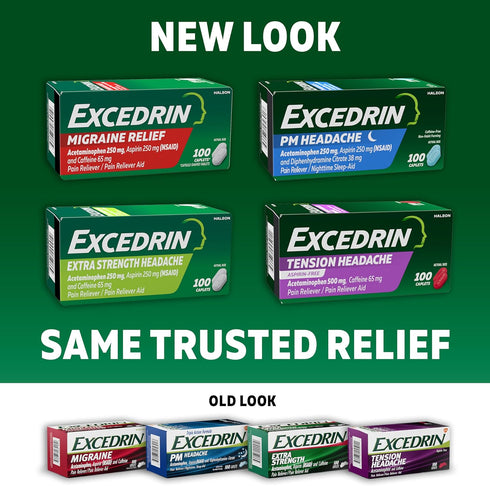 Excedrin PM Sleep Aid with Headache Relief Caplets for Nighttime Headaches and Sleeplessness - 100 Count...