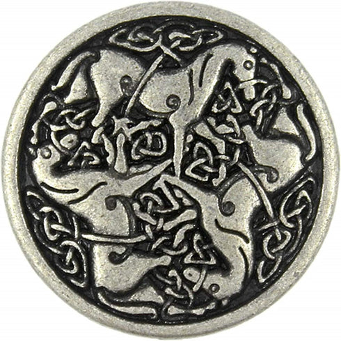 Bezelry 10 Pieces Celtic Horses Metal Shank Buttons. 25mm (1 inch) (Antique Silver)...