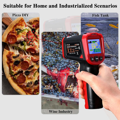 Infrared Thermometer - FKM Digital Temperature Gun with Patented Circular Laser, Non Contact Laser Thermometer Gun for Cooking/Ovens/Home Repairs,...