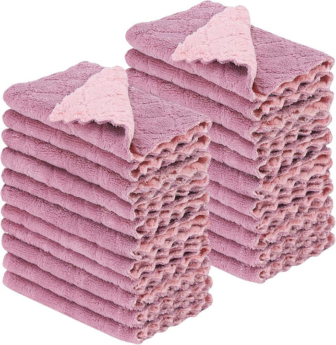 22 Pack Kitchen Dish Cloths, Reusable Dish Towels, Nonstick Oil Washable Fast Drying, Super Absorbent Coral Velvet Cleaning Cloths for Cleaning Ta...