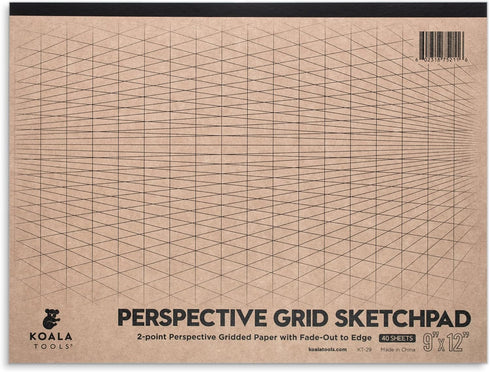 Koala Tools | Drawing Perspective (1 and 2-Point) Large Sketch Pad (2 Point - 9 x 12)...