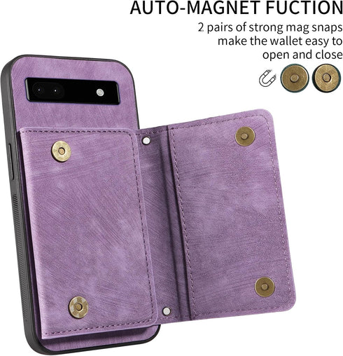 Phone Case for Google Pixel 6 Wallet Cover with Crossbody Shoulder Strap and Leather Credit Card Holder Pocket Slim Stand Cell Accessories Mobile ...