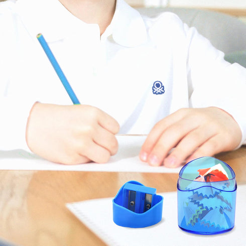 Sonuimy Pencil Sharpeners, 4 Pcs Pencil Sharpeners Manual,Dual Holes Compact Colored Handheld Pencil Sharpener for Kids with Lid Adults Students S...