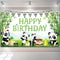 Cartoon Panda Birthday Decorations Panda Backdrop for Party Supplies Animal Themed Banner Green Bamboo Background Baby Shower Photo Background Kid...