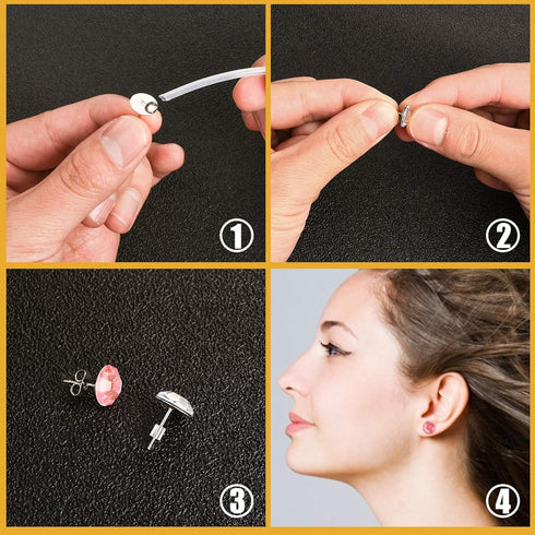 Earring Posts and Backs, 500Pcs Hypoallergenic Earring Studs for Jewelry Making with Butterfly Earring Backs and Rubber Bullet Earring Backs (4mm,...