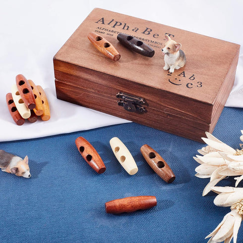 NBEADS 100 Pcs Wooden Buttons Oval Double Hole Buttons 2 Holes Horn Toggle Buttons Sewing Buttons for DIY Clothing Sewing Accessories...