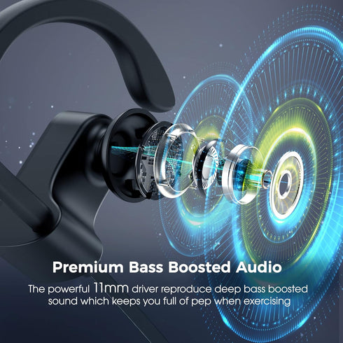 Bluetooth Headphones, Deep Bass Wireless Running Headphones w/16 Hrs Playtime, Bluetooth Earbuds in-Ear w/Earhooks, IPX7 Waterproof Sports Earphon...