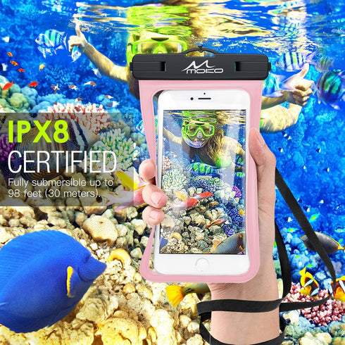 MoKo Waterproof Phone Pouch Holder, Underwater Cellphone Case Dry Bag with Lanyard Armband Compatible with iPhone 14 13 12 11 Pro Max X/Xr/Xs Max/...