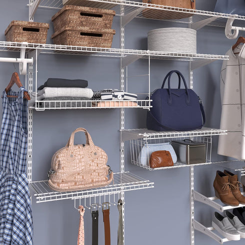 ClosetMaid Hanging Rack for Ties, Belts, Scarves, Jewelry, 10 Hooks, Attaches to Wire Shelving or Wall Mount, Durable Steel, White...