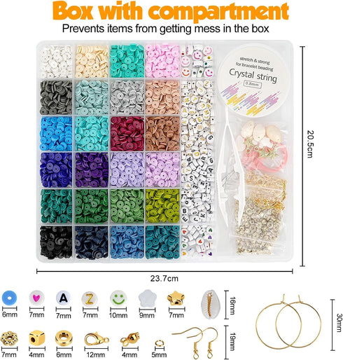 JQEEYGV 5500pcs Clay Beads Bracelet Making Kit 24 Colors Friendship Bracelet kit with Letter Beads DIY Arts and Crafts for Jewelry Set Girls Begin...