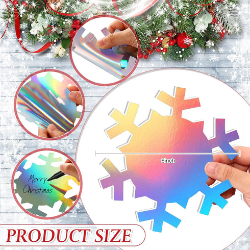 PerKoop 100 Pcs 6 Inch Large Snowflakes Cutouts Paper Winter Holographic Snowflakes Bulletin Board Cutouts Double-sided Winter Snowflakes for DIY ...