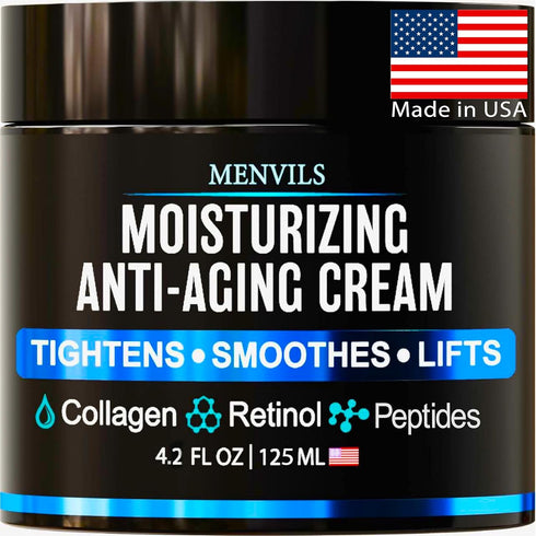 Mens Face Moisturizer Cream - Anti Aging & Wrinkle for Men - Face Moisturizer For Men - Mens Face Lotion with Collagen, Retinol, Peptides, Jojoba ...