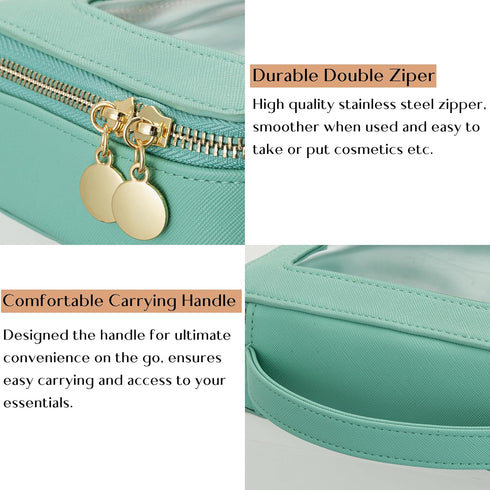 HBselect Clear Makeup Bag Organizer, Portable Travel Toiletry Cosmetic Bag Case for Women, Transparent Zipper Pouches Waterproof, Car Organizer fo...