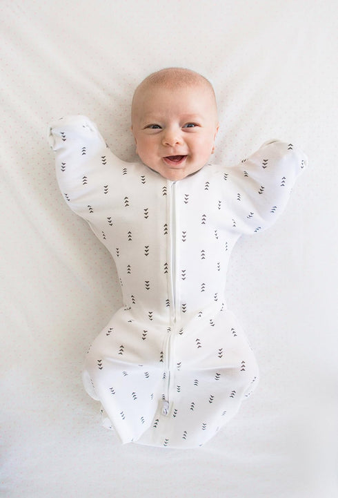 SwaddleDesigns Transitional Swaddle Sack, Arms Up Half-Length Sleeves & Mitten Cuffs, Swaddle for Newborn Transition to Baby Sleep Sack Wearable B...