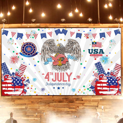 Independence Day Banners,6x3.6FT Large Size Independence Day Background Decoration for Holiday Party, Happy Independence Day 4th of July Parties H...