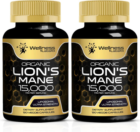 Lions Mane Supplement Capsules - 120 Count - Mushroom Supplement, Brain Supplements for Memory and Focus, Lion's Mane Mushroom Capsules - Cognitiv...