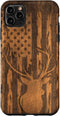 iPhone 11 Pro Max Deer Buck with Flag on Wood-like Background Case...