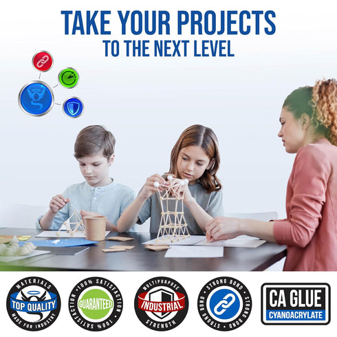 Glue Genius Clear CA Glue with Activator Spray and Super Glue with Brush for Crafts, Instant Repair. Adhesive and Spray Accelerator for Wood, Cera...