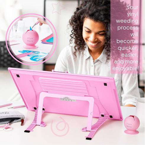 iVyne Berry Suctioned Vinyl Weeding Scrap Collector & Holder for Weeding Tools for Vinyl - Pink...
