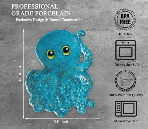 Octopus Spoon Rest For Stove Top Ceramic Spoon Rest For Kitchen Counter Cute Spoon Holder For Stove Blue Utensil Rest For Stove Top...