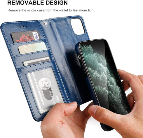 Bocasal for iPhone 11 Pro Max Wallet Case with Card Holder PU Leather Magnetic Detachable Kickstand Shockproof Wrist Strap Removable Flip Cover fo...