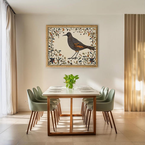 Posterizer 1 pcs- Black and orange bird and flowers-Art for Animal Lovers- Gift for Men Women Entrepreneur Teens-decor for Bedroom, Office, Living...