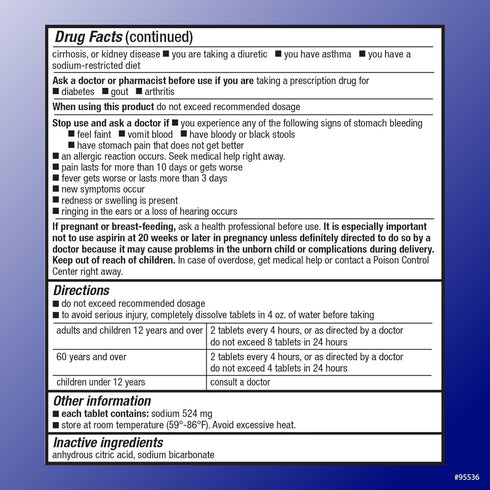 Quality Choice Effervescent Pain Relief Original Flavor, 36 Tablets (Pack of 2)...