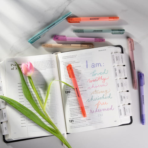 DIVERSEBEE Dual Tip Bible Highlighters and Pens No Bleed, 8 Pack Quick Dry Highlighters Set, Cute Markers, Bible Study Journaling School Office Su...