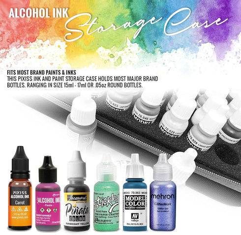 Alcohol Ink Storage Carrying Case, Paint Carry Case Organizer, Stores 30x 0.5-Ounce Bottles of Alcohol Inks, Stickles, Glossy Accents or Reinkers,...