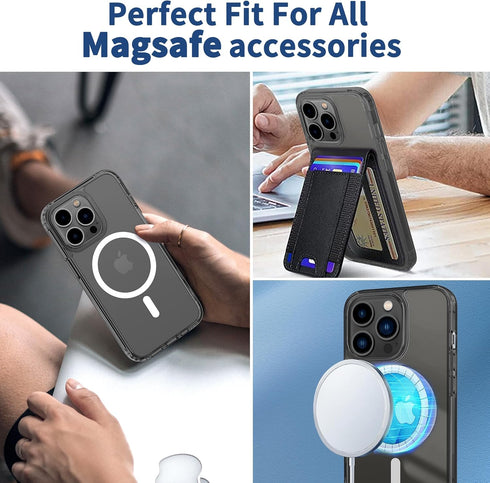 CACOE Magnetic Case for iPhone 13 Pro 6.1 inch-Compatible with MagSafe & Magnetic Car Phone Mount,Not Yellowing Anti-Scratch (Clear Black)...